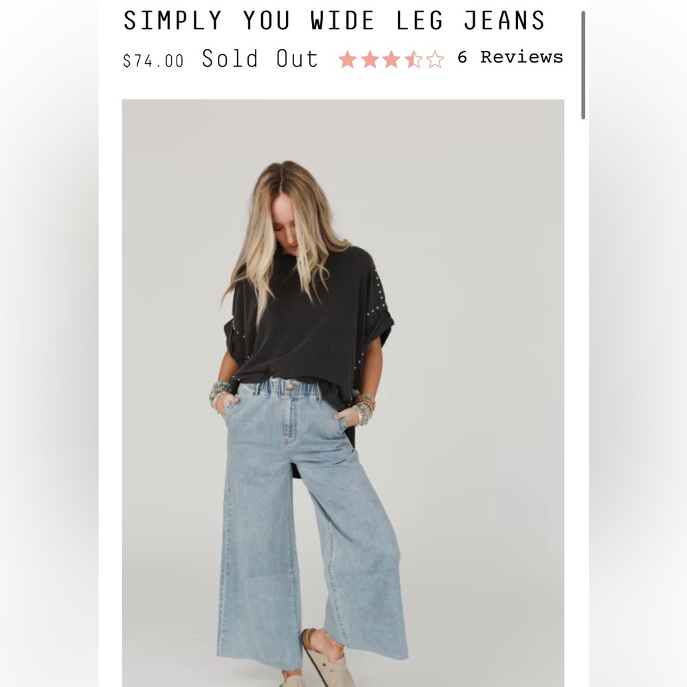 NWT THREE BIRD NEST SIMPLY YOU WIDE LEG JEANS